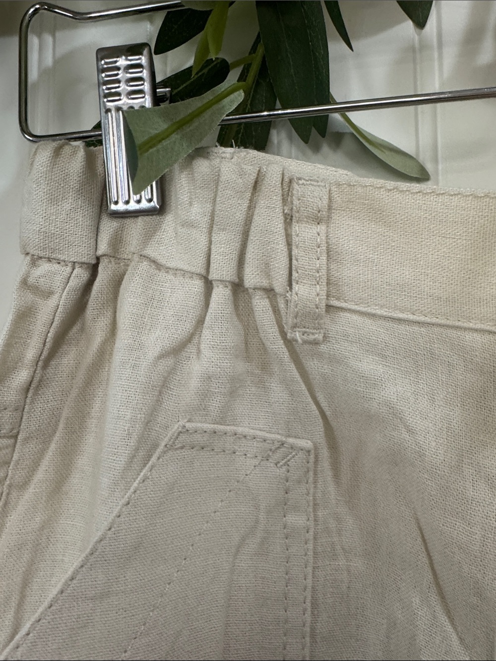 #314 MAX STUDIO Cream Linen Straight-Leg Cargo Joggers NWT Medium - Picture 6 of 10